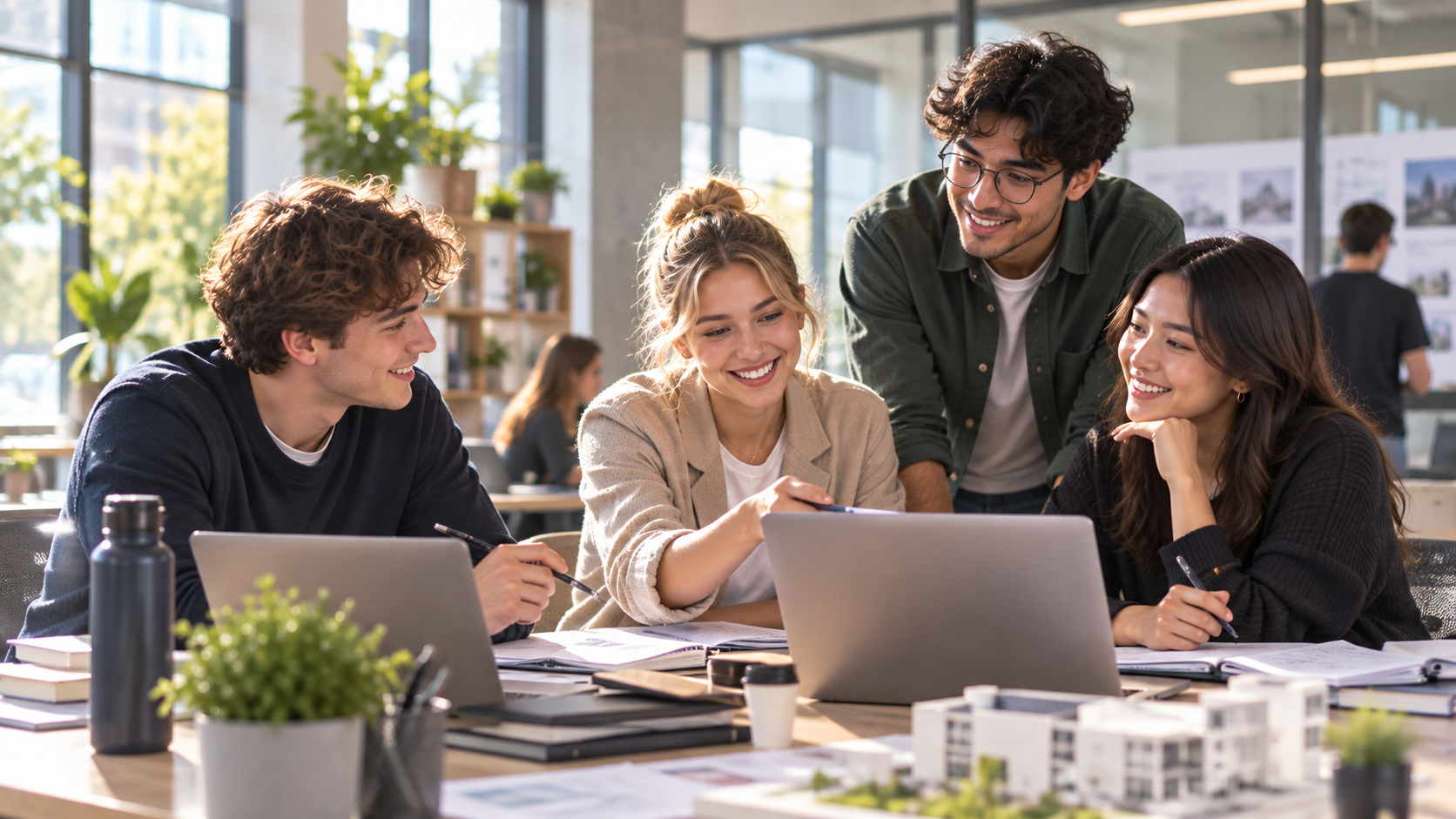 Studierende bei der Planung eines dualen Studiums